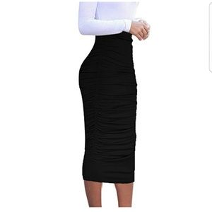 Womens Elegant Ruffle High Waist Pencil Skirt
